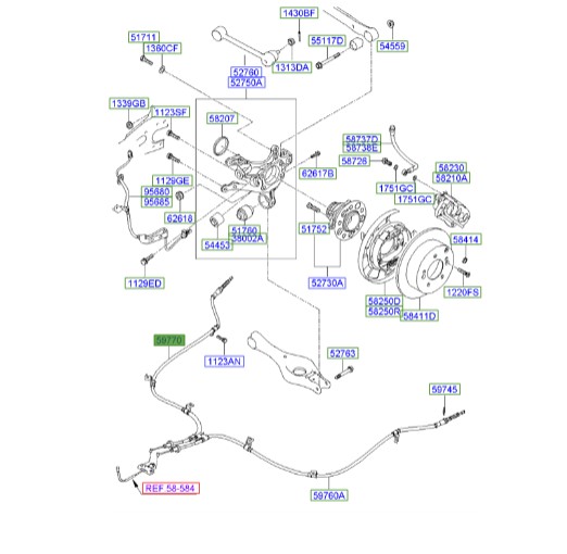 سیم I30 موبیز ترمز دستی راست   597702H300 