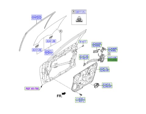 قفل و پمپ درب جلو راست جنسیس  Hyundai/KIA Genuine Parts – MOBIS   813203M010