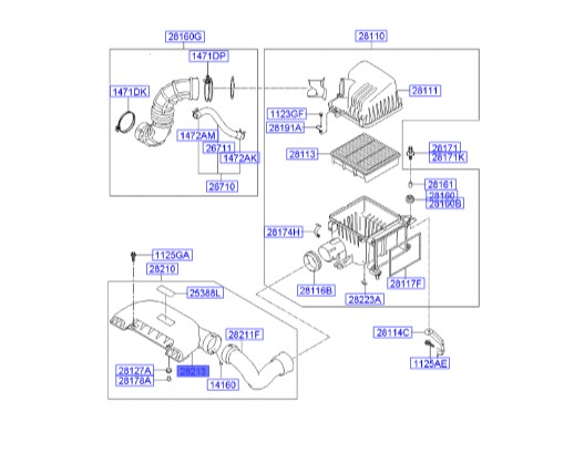 خرطومی  هواکش پایه فیلتر i30   282122L000