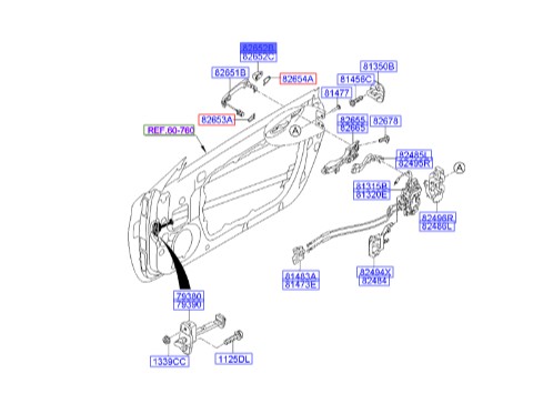 شاسی دستگیره جلو چپ بیرونی جنسیس کوپه  Hyundai/KIA Genuine Parts – MOBIS    826522H010