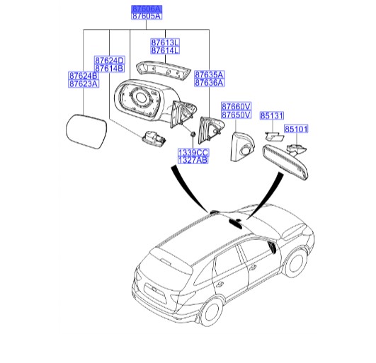 آینه راست هیوندای IX55   876203J140