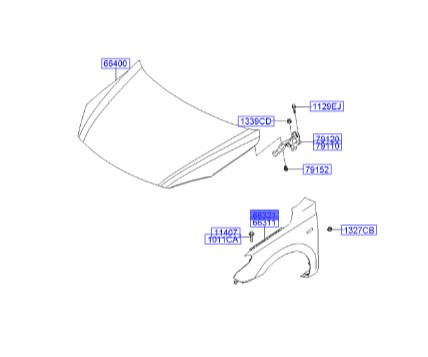 گلگیر جلو راست I30  663212L010 