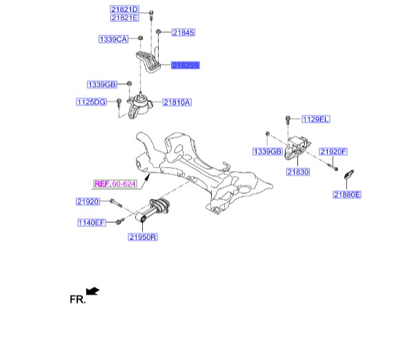 پایه دسته موتور راست Hyundai/KIA Genuine Parts – MOBIS   i20  21825C8100