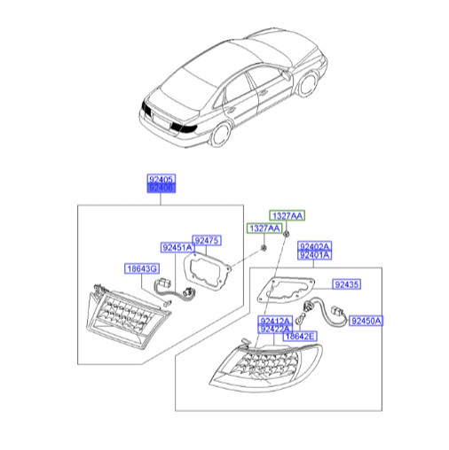 چراغ خطر عقب صندوق راست هیوندای آزرا  924043L012