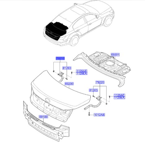 لولا در صندوق چپ هیوندای جنسیس  Hyundai/KIA Genuine Parts – MOBIS    792103M010