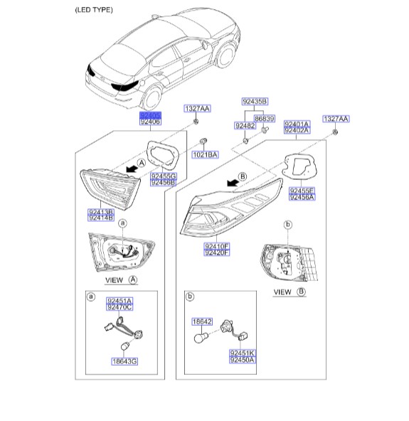 چراغ خطر عقب روی صندوق چپ | Hyundai/KIA Genuine Parts – MOBIS | اپتیما TF مدل 2011 تا 2015