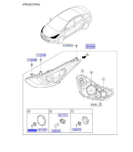 لامپ هیوندای النترا   Hyundai/KIA Genuine Parts – MOBIS    1864765009S