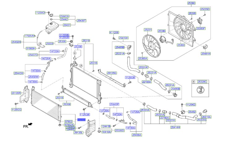 رادیاتور هیبرید کولر سوناتا  Hyundai/KIA Genuine Parts – MOBIS  97606E6001 