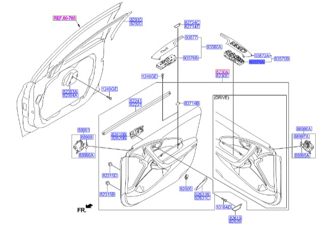 کلید شیشه بالابر راننده گرنجور هیوندای آزرا Hyundai/KIA Genuine Parts – MOBIS   935713V000