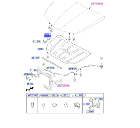 جک کاپوت آزرا هیوندای موتورز   811713V001