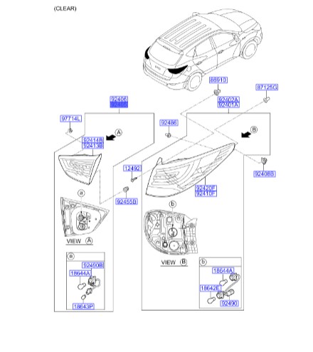 چراغ خطر عقب روی صندوق چپ Hyundai/KIA Genuine Parts – MOBIS   IX35  924032S500 