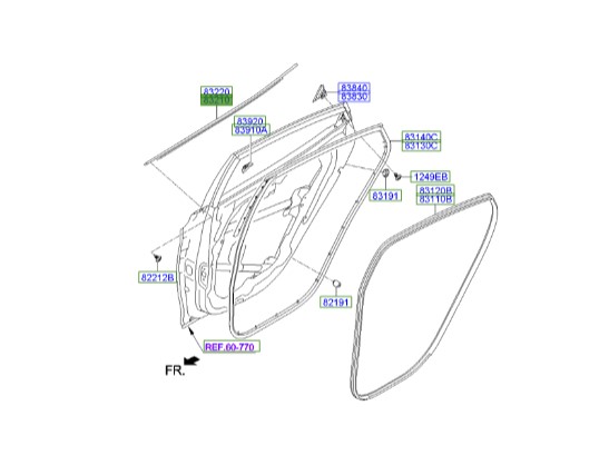 زه آبگیر درب عقب چپ النترا  Hyundai/KIA Genuine Parts – MOBIS  832103X000 