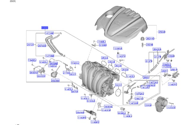 منیفول هوا اصلی هیوندای آزرا سوناتا  Hyundai/KIA Genuine Parts – MOBIS     283102G700