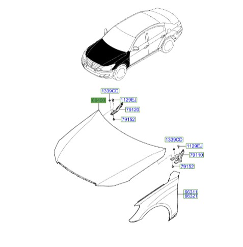 در موتور جنسیس Hyundai/KIA Genuine Parts – MOBIS 664003M010 