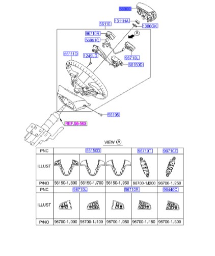 ایربگ فرمان هیوندای Hyundai/KIA Genuine Parts – MOBIS  I20  569001J5009P