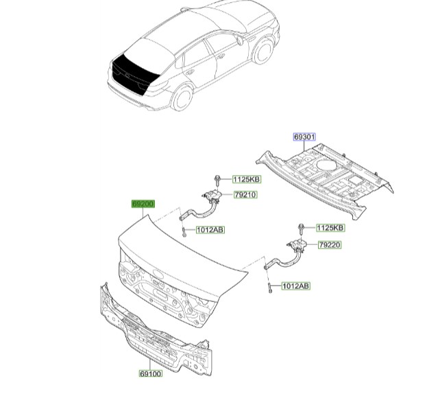 درب صندوق عقب اپتیما 2016 | Hyundai/KIA Genuine Parts | اپتیما JF مدل ۲۰۱۶ – ۲۰۱۷ جی تی لاین