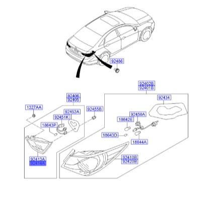 چراغ خطر عقب روی صندوق راست هیوندای سوناتا  Hyundai/KIA Genuine Parts – MOBIS   924143S010