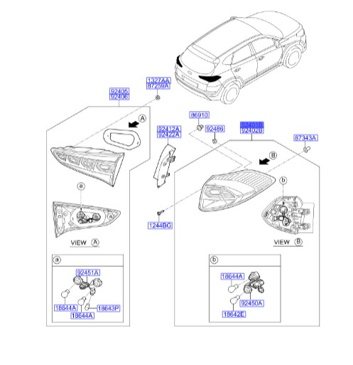 خطر چپ روی گلگیر توسان  Hyundai/KIA Genuine Parts – MOBIS   92401D7100