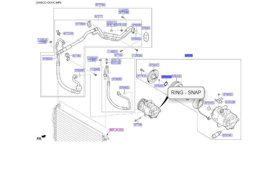 کمپرسور کولر النترا اصلی هیوندای  97701F2100