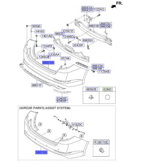 سپر عقب | Hyundai/KIA Genuine Parts – MOBIS | اپتیما TF مدل 2011 تا 2015