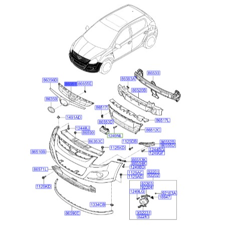 جلو پنجره هیوندای Hyundai/KIA Genuine Parts – MOBIS    I20  863511J000