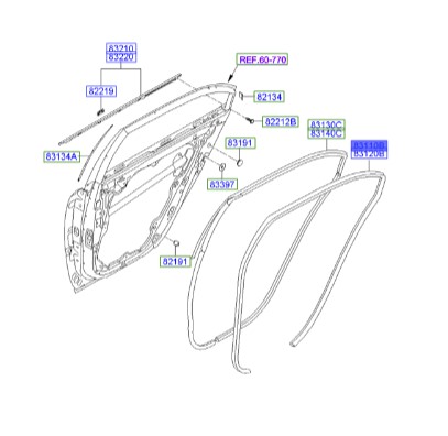 نوار دور در عقب روی بدنه چپ هیوندای سوناتا  Hyundai/KIA Genuine Parts – MOBIS   831103K000HZ