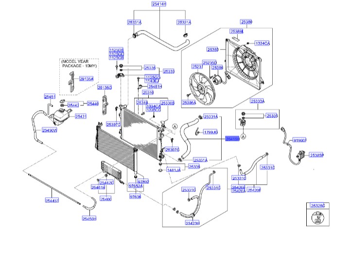 شلنگ پایین رادیاتور هیوندای آزرا  Hyundai/KIA Genuine Parts – MOBIS   254153L100