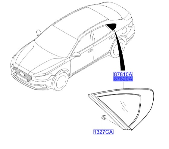 شیشه لچکی عقب راست آزرا  Hyundai/KIA Genuine Parts – MOBIS   87820G8030