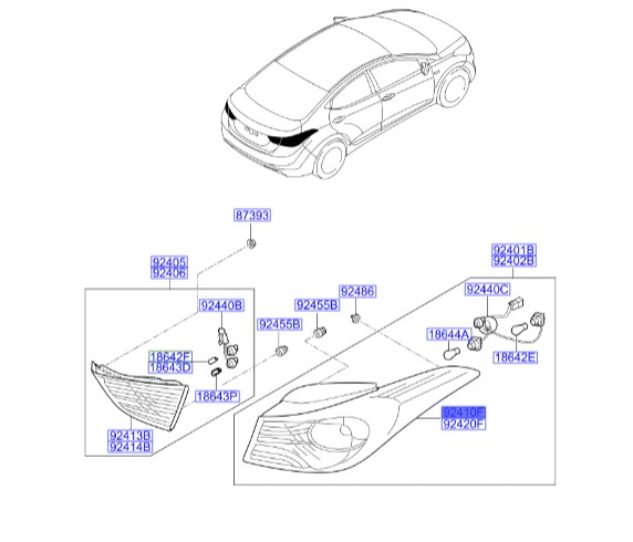 خطر روی گلگیر چپ النترا  Hyundai/KIA Genuine Parts – MOBIS   924103X210 