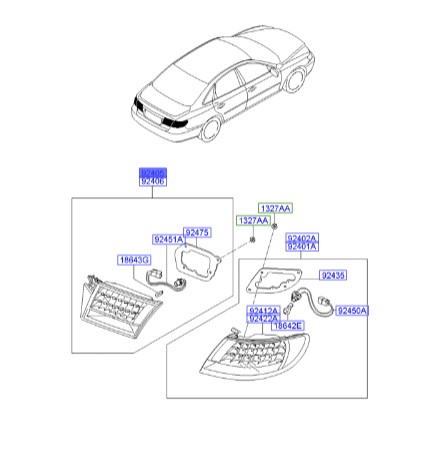 چراغ خطر عقب صندوق چپ هیوندای Hyundai/KIA Genuine Parts – MOBIS    924033L530