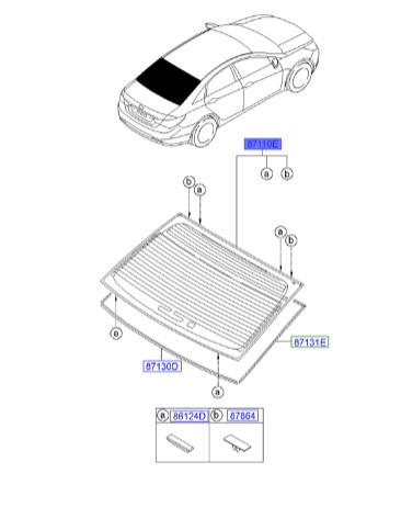 شیشه عقب سوناتا 2011  871103S010 