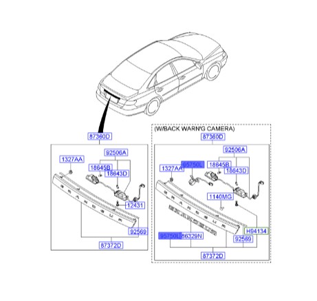 دوربین دنده عقب هیوندای آزرا   Hyundai/KIA Genuine Parts – MOBIS    957603L010