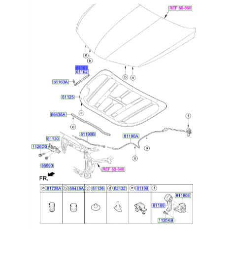 جک کاپوت هیوندای آزرا  811613V001 