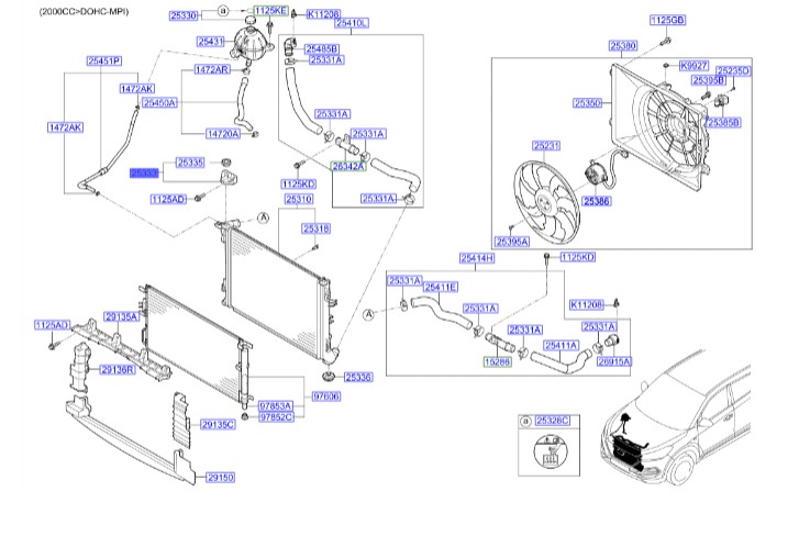 بست رادیاتور توسان  Hyundai/KIA Genuine Parts – MOBIS   25333D3000