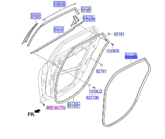 نوار گرنجور دور ستون عقب راست آزرا  Hyundai/KIA Genuine Parts – MOBIS     831203V000RY