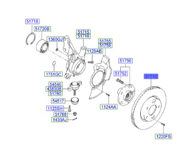 دیسک چرخ جلو توسان  Hyundai/KIA Genuine Parts – MOBIS  517122E300 