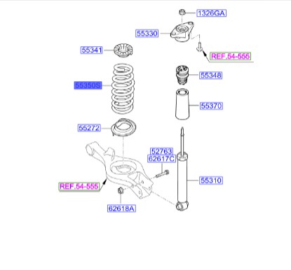 فنر لول عقب جنسیس_کوپه Hyundai/KIA Genuine Parts – MOBIS   553502M500 