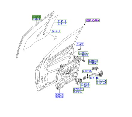 نوار درب جلو راست Hyundai/KIA Genuine Parts – MOBIS    ix55  825403J000