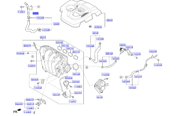 لوله آب توسان  Hyundai/KIA Genuine Parts – MOBIS  254582E010