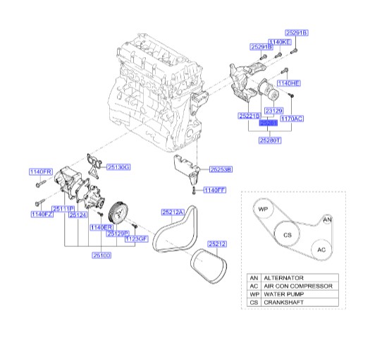 سفت کن تسمه دینام سوناتا  Hyundai/KIA Genuine Parts – MOBIS   252812GGB1 