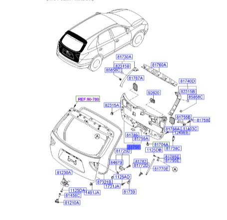 قاب در پشت هیوندای Hyundai/KIA Genuine Parts – MOBIS   IX55  817503J021WK