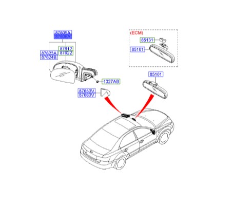 آینه راست هیوندای سوناتا 876203K000