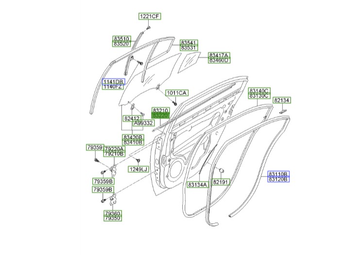 زه آبگیر خارجی درب عقب راست | Hyundai/KIA Genuine Parts – Mobis | اپتیما MG مدل 2009 و 2010