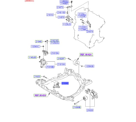 دسته موتور جلو توسان اصلی   219102E002