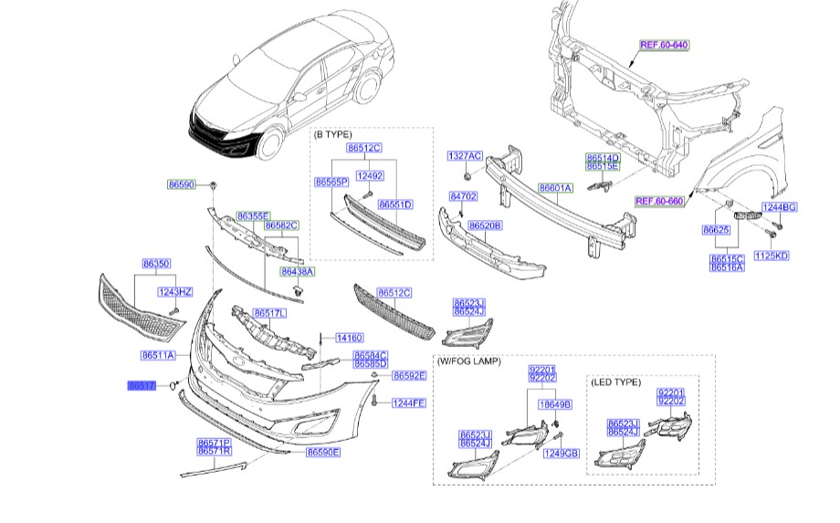 درپوش بکسل بند سپر جلو | Hyundai/KIA Genuine Parts – MOBIS | اپتیما TF مدل 2011 تا 2015