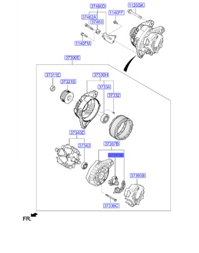 آفتامات دینام النترا  Hyundai/KIA Genuine Parts – MOBIS  373702B300 