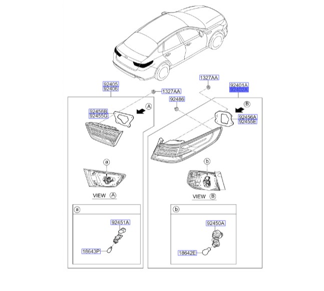 چراغ خطر عقب روی گلگیر راست | Hyundai/KIA Genuine Parts – MOBIS | اپتیما JF مدل 2016 – 2017 جی تی لاین