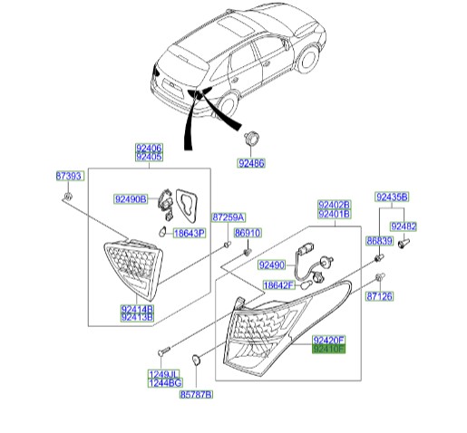 خطر روی گلگیر چپ نیمه Hyundai/KIA Genuine Parts – MOBIS   IX55   924103J120