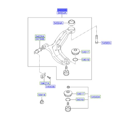 طبق جلو چپ کوپه  Hyundai/KIA Genuine Parts – MOBIS 545002C602