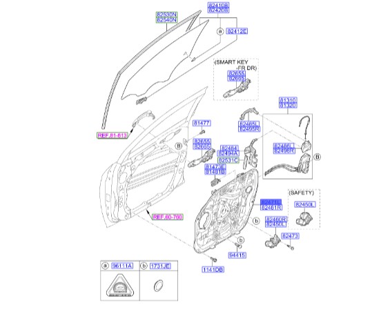 ریل شیشه بالابر درب جلو چپ هیوندای Hyundai/KIA Genuine Parts – MOBIS TUCSON  82471D3000